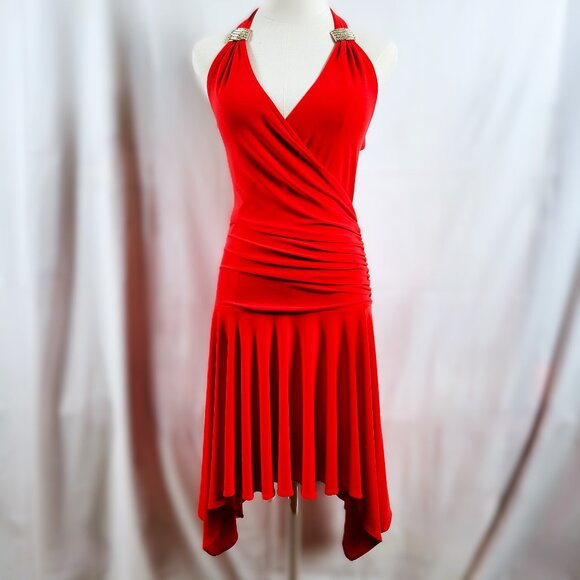 Cache Coral Red Halter Dress - Size Small - Picture 1 of 14